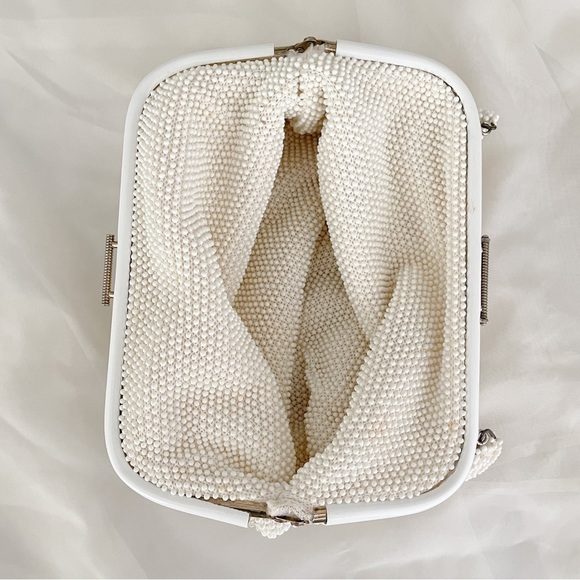Vintage 1950s Reversible Cottagecore Ivory Floral Beaded Handbag - Picture 12 of 12
